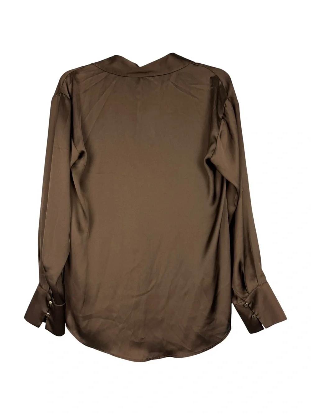 Zara Satin Button Brown Blouse - Picture 3 of 6